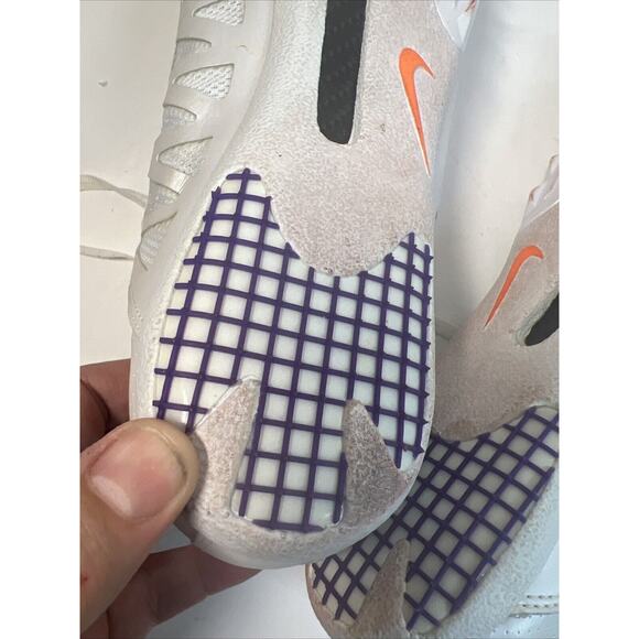Nike Mens Shoe 13 White Orange Track Cleat Spikes Running Zoom Maxcat Bowerman - Picture 10 of 13